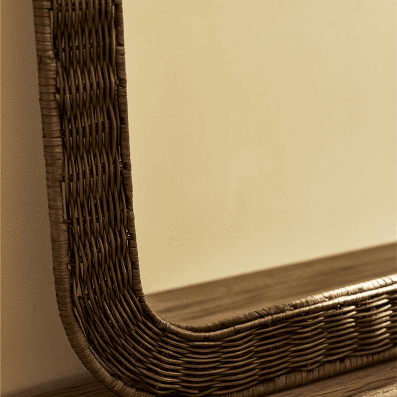 Wittering Rattan Rectangular Mirror, Antique Brown