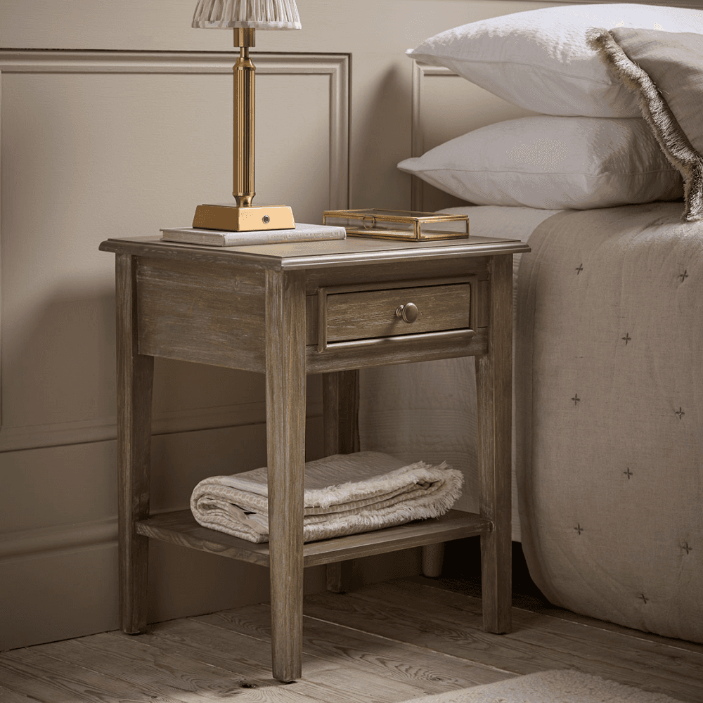 Camille Bedside Table, Limewashed