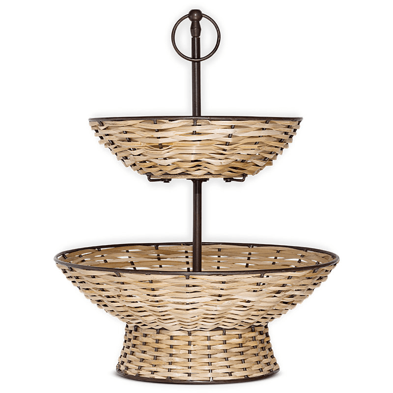 Montali 2 Tier Fruit Stand, Black & Natural