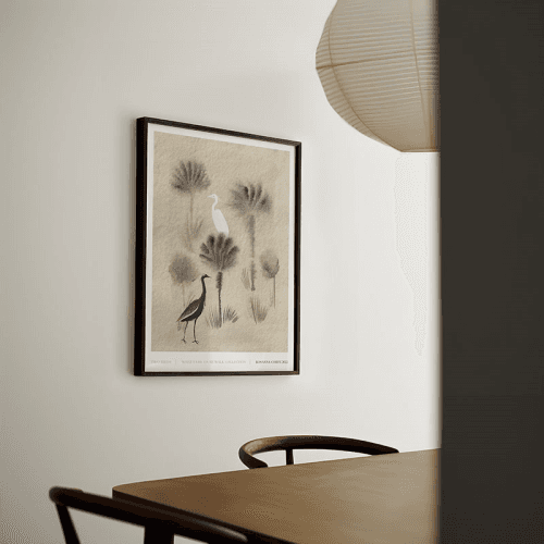 Image showing the Two Birds Recycled Paper Print, A2, Grey product.