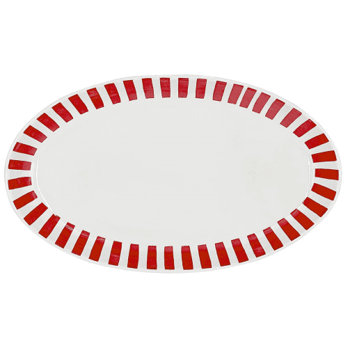 Image showing the Stripes Large Oval Platter, Red product.