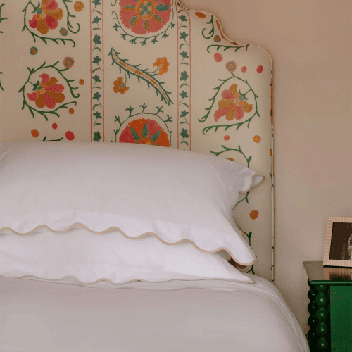 Image showing the Alexandra Wavy Scalloped Pair of Pillowcases, Plaster Pink product.