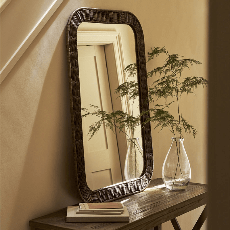Wittering Rattan Rectangular Mirror, Antique Brown