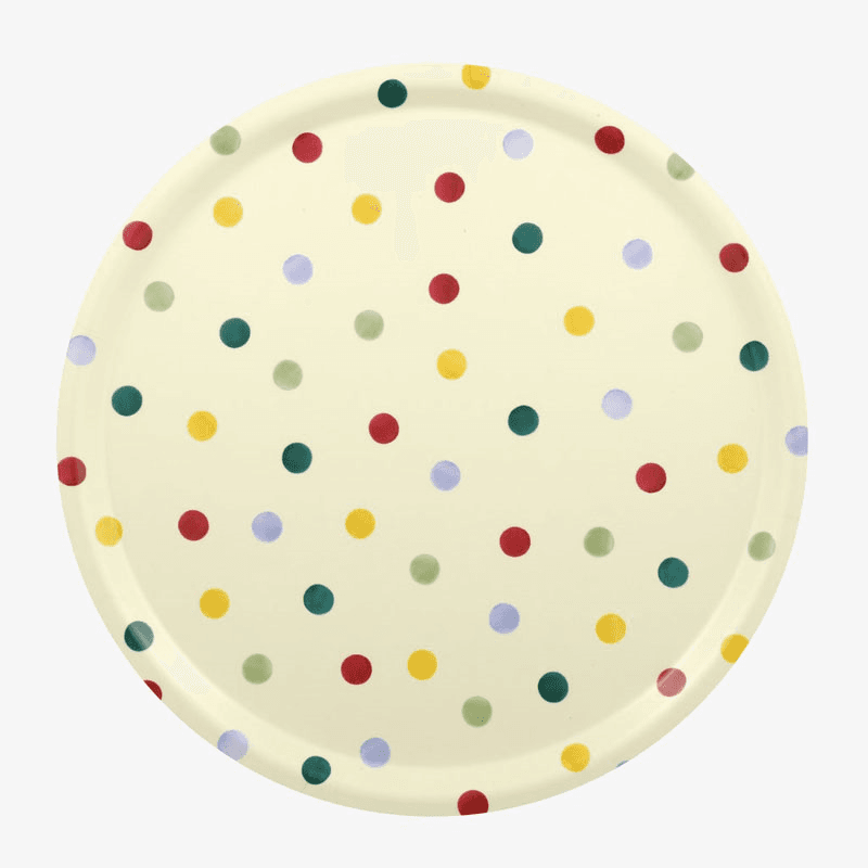 Polka Dot Birch Round Tray