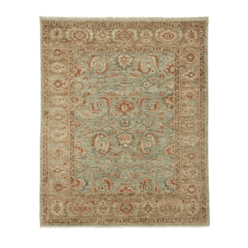 Image showing the Karigar Rug, Light Green/Camel product.
