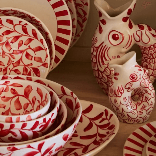 Image showing the Scroll Medium Bowl, Red product.