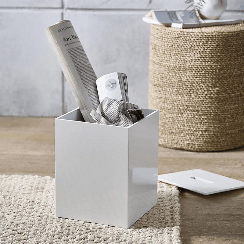 Lacquer Waste Paper Bin, H27.5cm, White