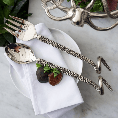 Image showing the Octopus Salad Servers, Silver product.