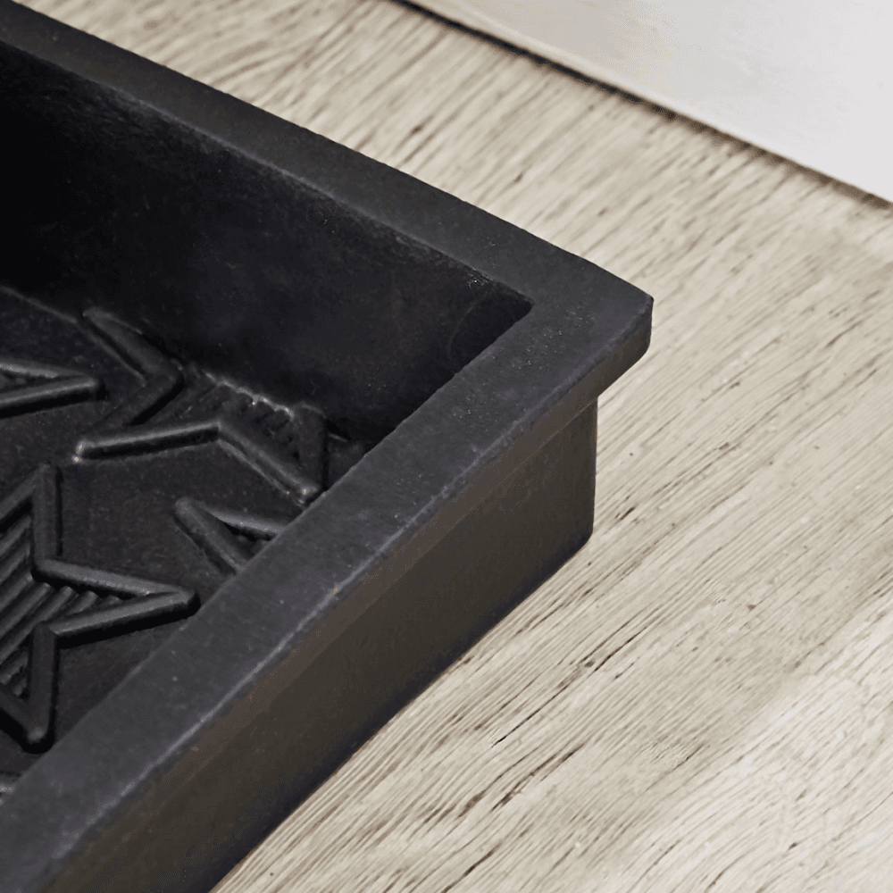 Star Print Rubber Boot Tray, Black
