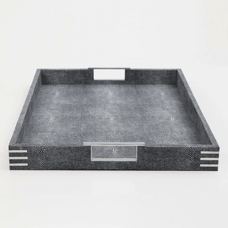 Chandler Rectangular Drinks Tray, Charcoal Grey