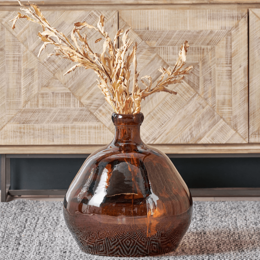 Organic Shaped Recycled Glass Vase, Pecan Brown