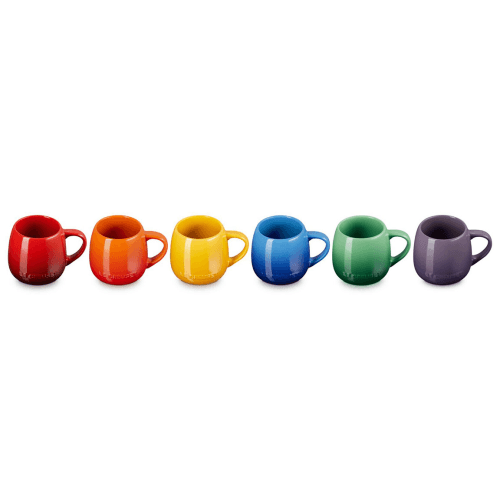 Image showing the Stoneware Set of 6 Coupe Mugs, Rainbow product.