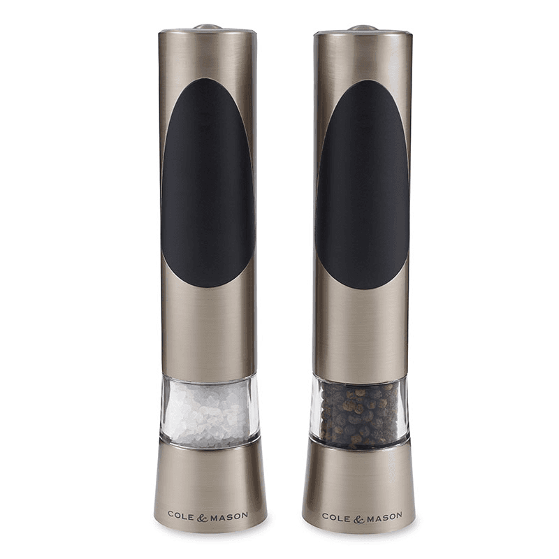 Richmond Electric Salt & Pepper Mill Set, Brushed Metal