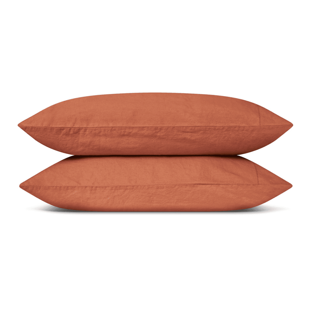 Burnout Linen Pair of Pillowcases, Orange