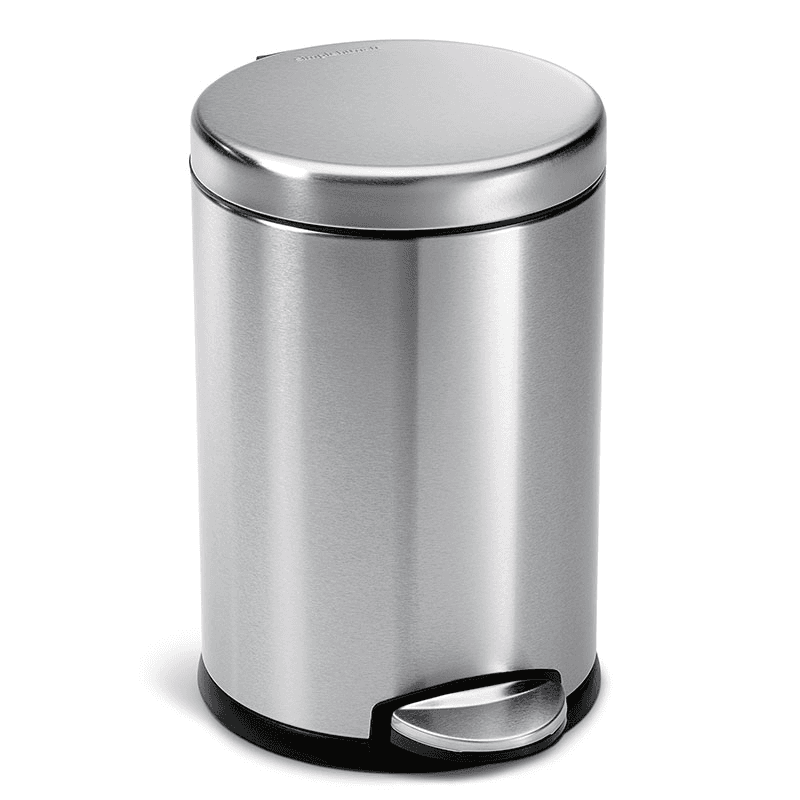 Round Pedal Bin, 4.5L, Brushed Stainless Steel