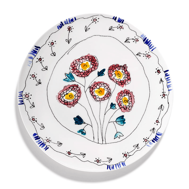Midnight Flowers by Marni Set of 2 Serving Plates, Anemone Milk