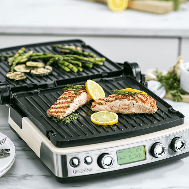 Non-Stick 3-in-1 Contact Grill & Indoor BBQ, Cream