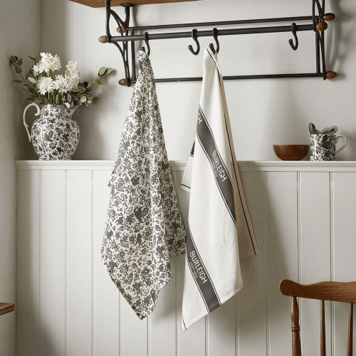 Image showing the Regal Peacock Set of 2 Tea Towels, Charcoal product.