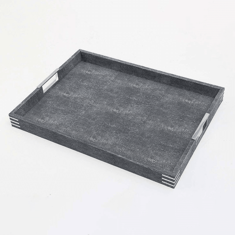 Chandler Rectangular Drinks Tray, Charcoal Grey