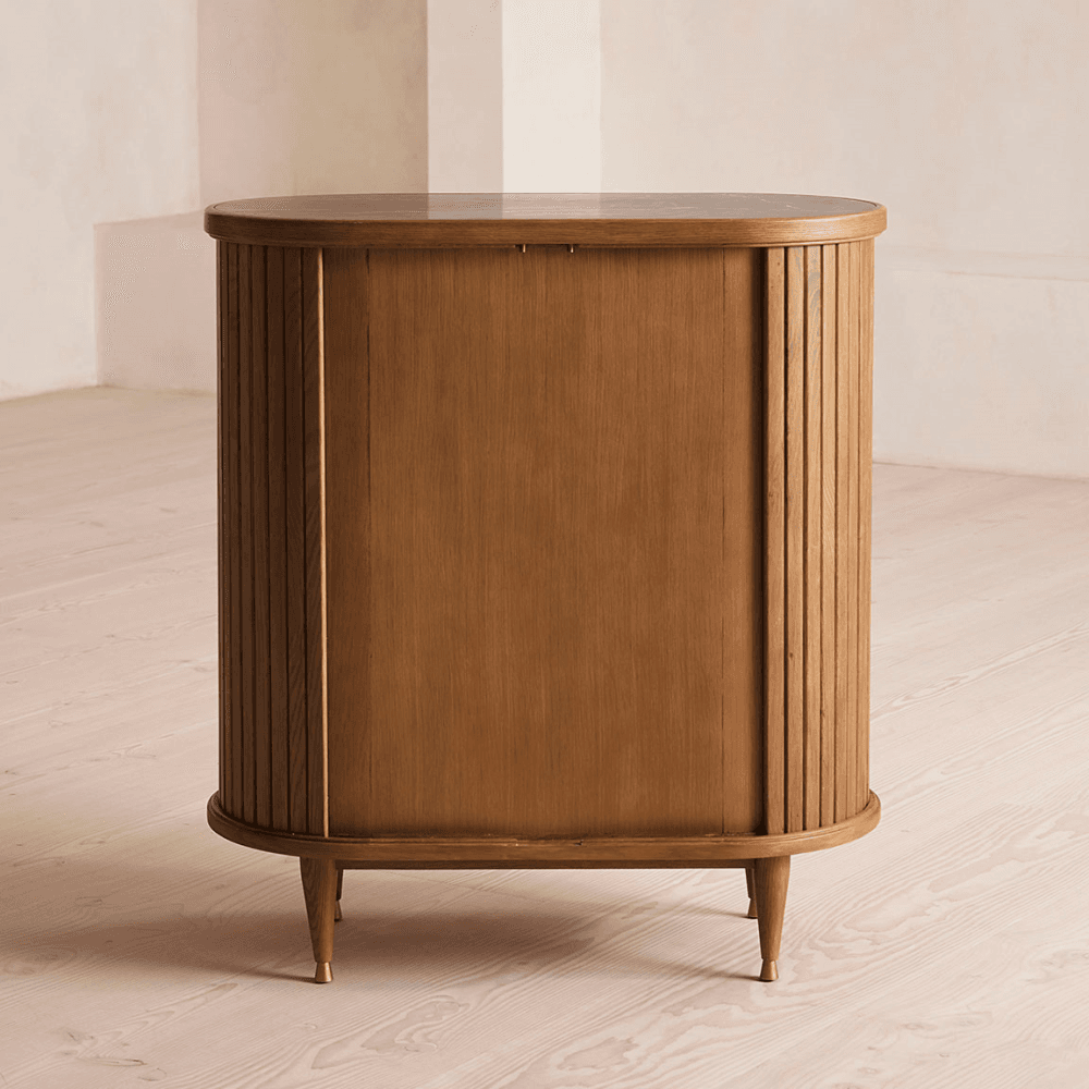 Nora Tambour Bar, Oak & Dark Marble