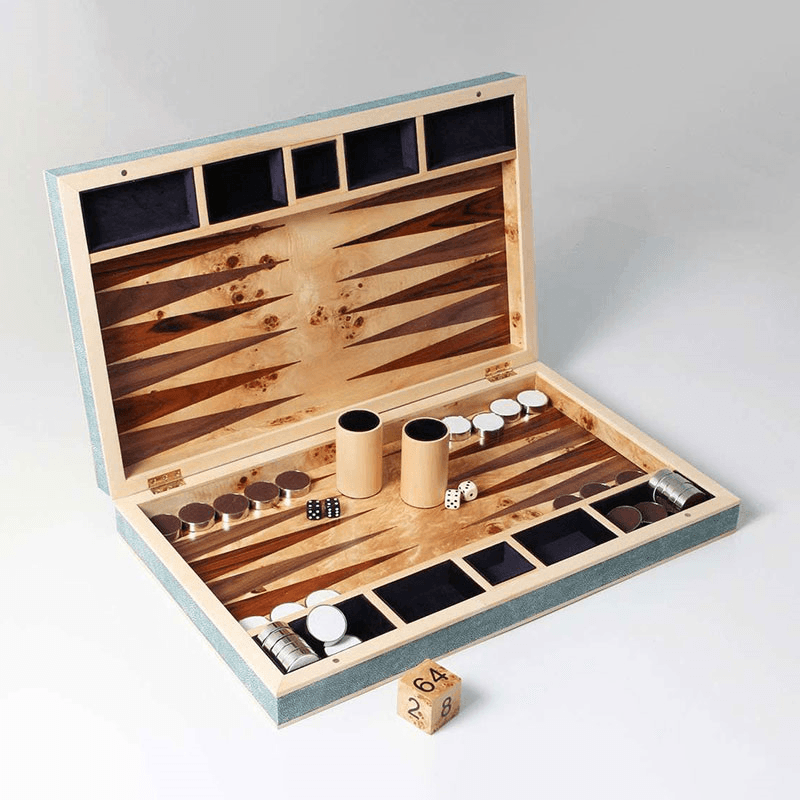 Backgammon Board, 54 x 34cm, Teal Shagreen
