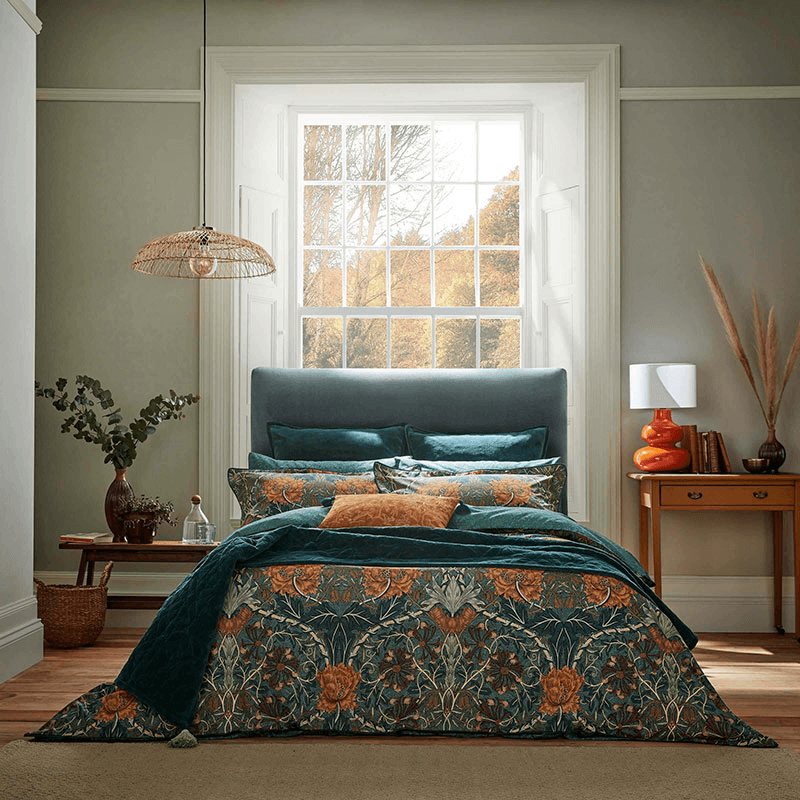 Honeysuckle & Tulip Duvet Cover Set, Double, Mulberry & Teal