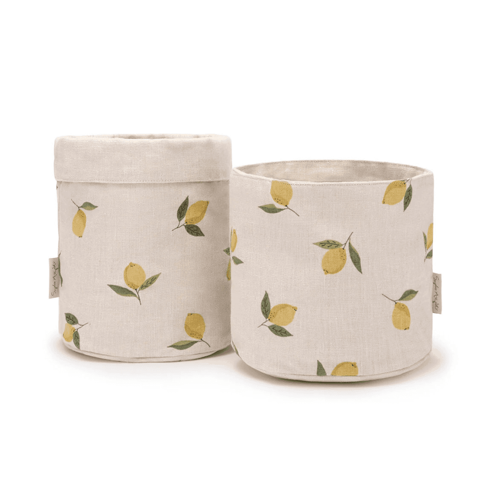 Lemons Set of 2 Bread Baskets, Natural