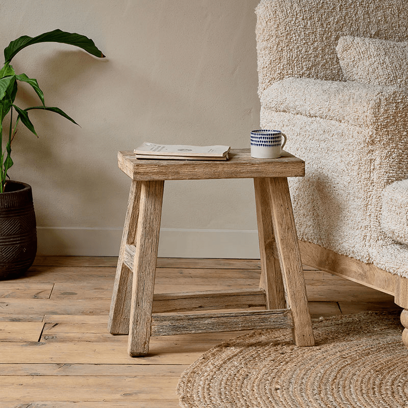 Ibo Reclaimed Wood Low Stool, Natural