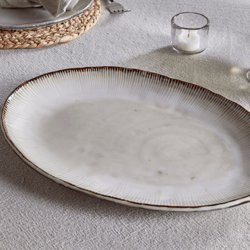 Image showing the Malia Oval Platter, Cream product.