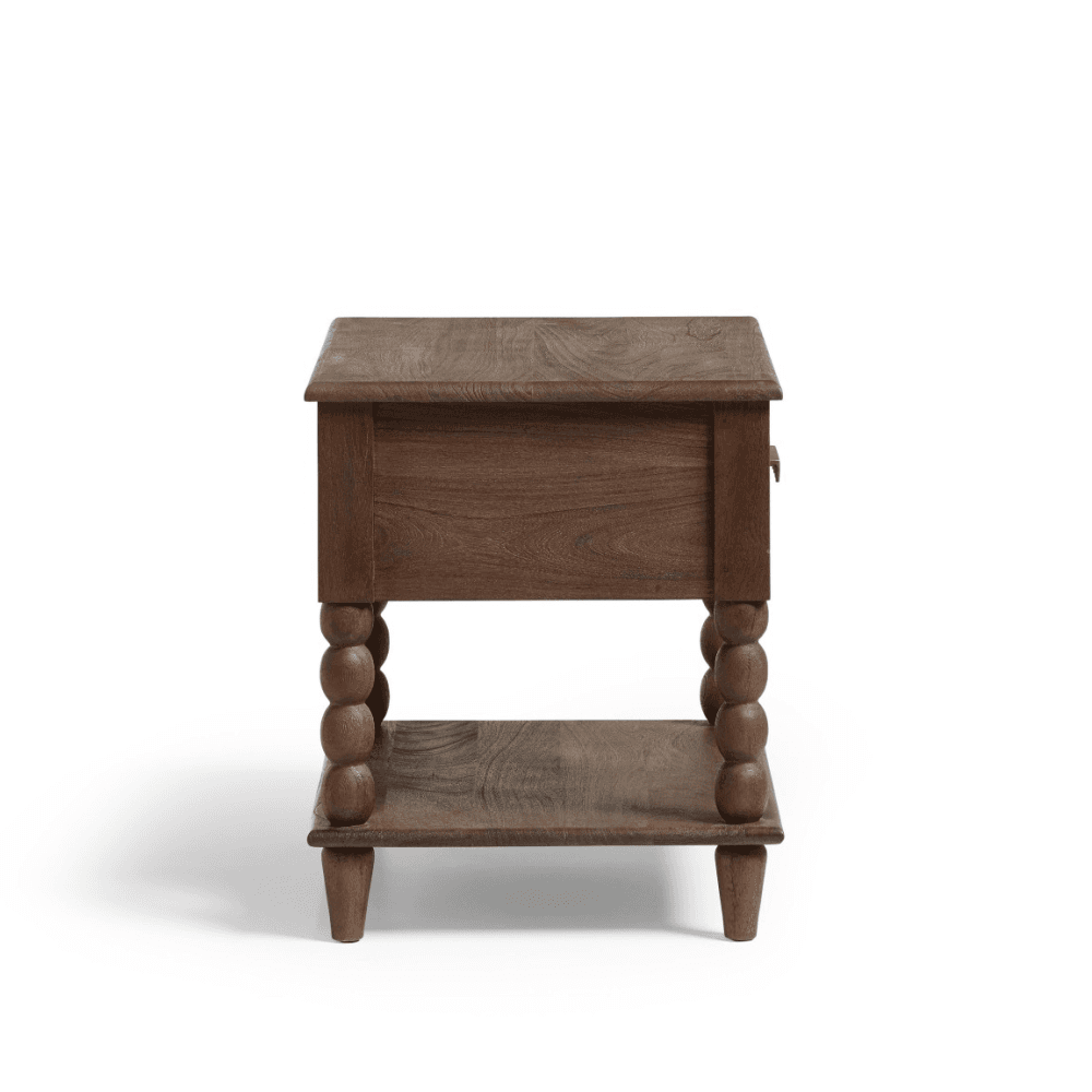 Hilltop Bedside Table, Smoked Acacia