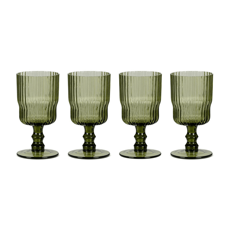 Fali Set of 4 Wine Glasses, 300ml, Olive