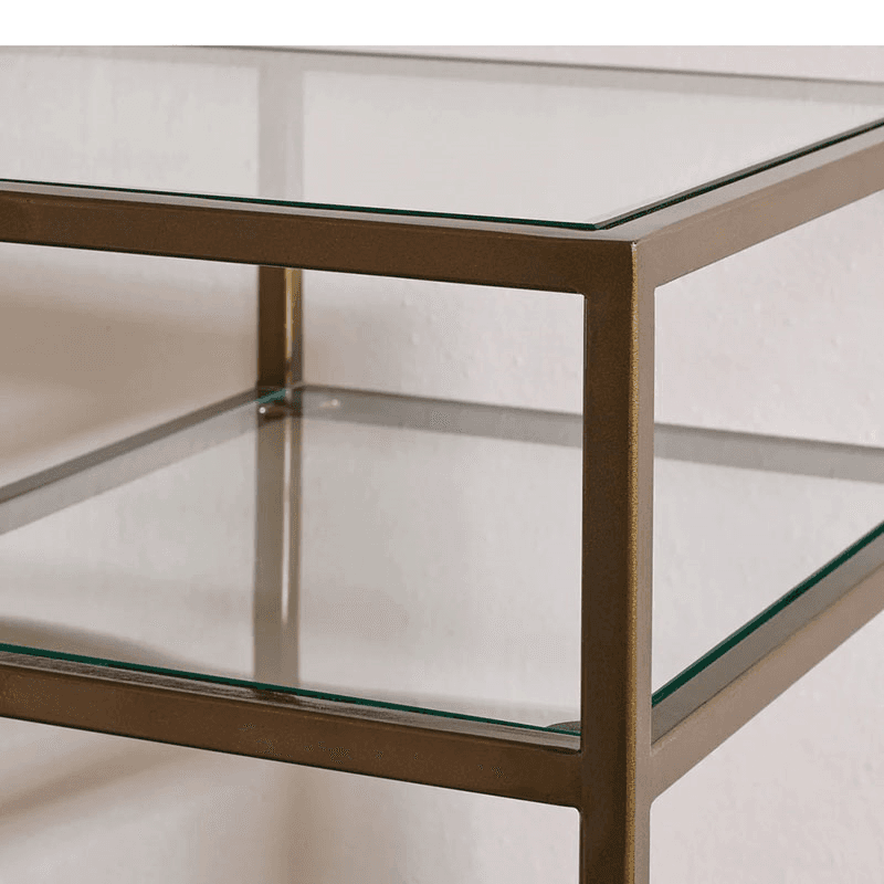 Nakuru Iron & Glass Console Table, Brass