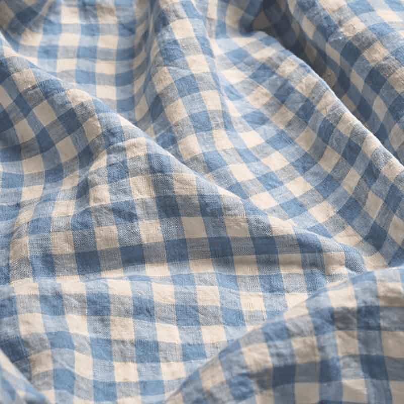 Gingham King Size Fitted Sheet, Warm Blue