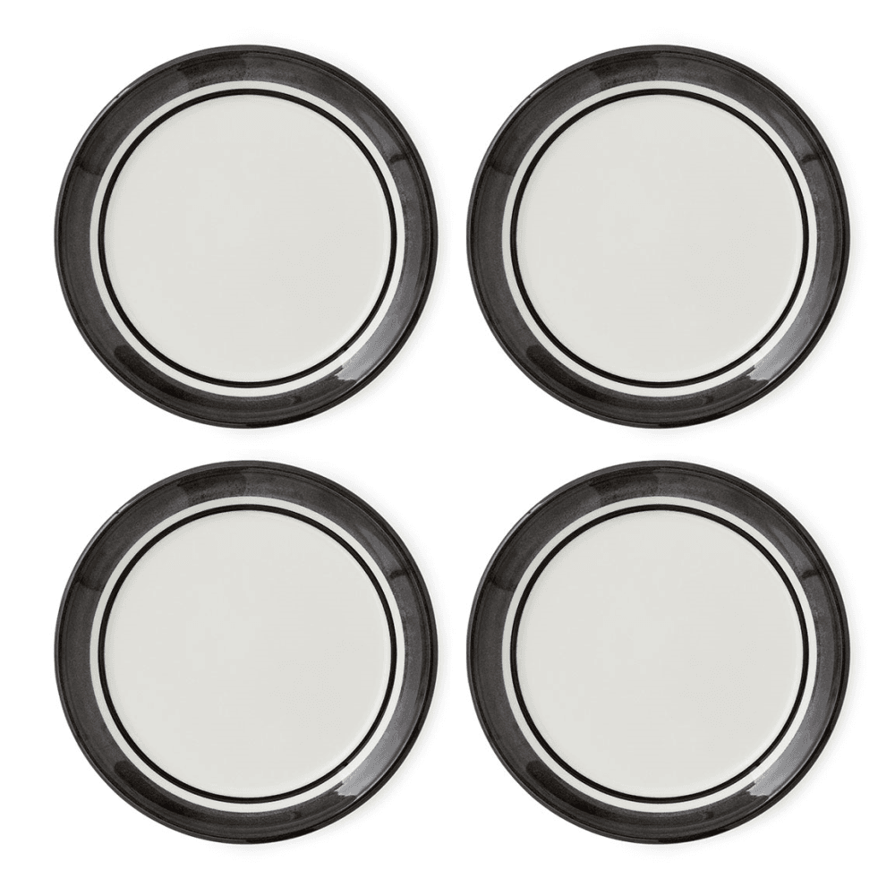 Potters Stripe Set of 4 Bread Plates, Black