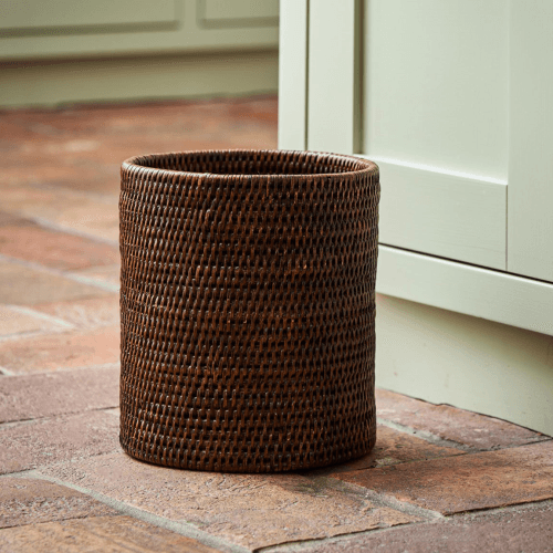 Image showing the Rangoon Rattan Waste Paper Basket, 20 x 20 x 22cm, Brown product.