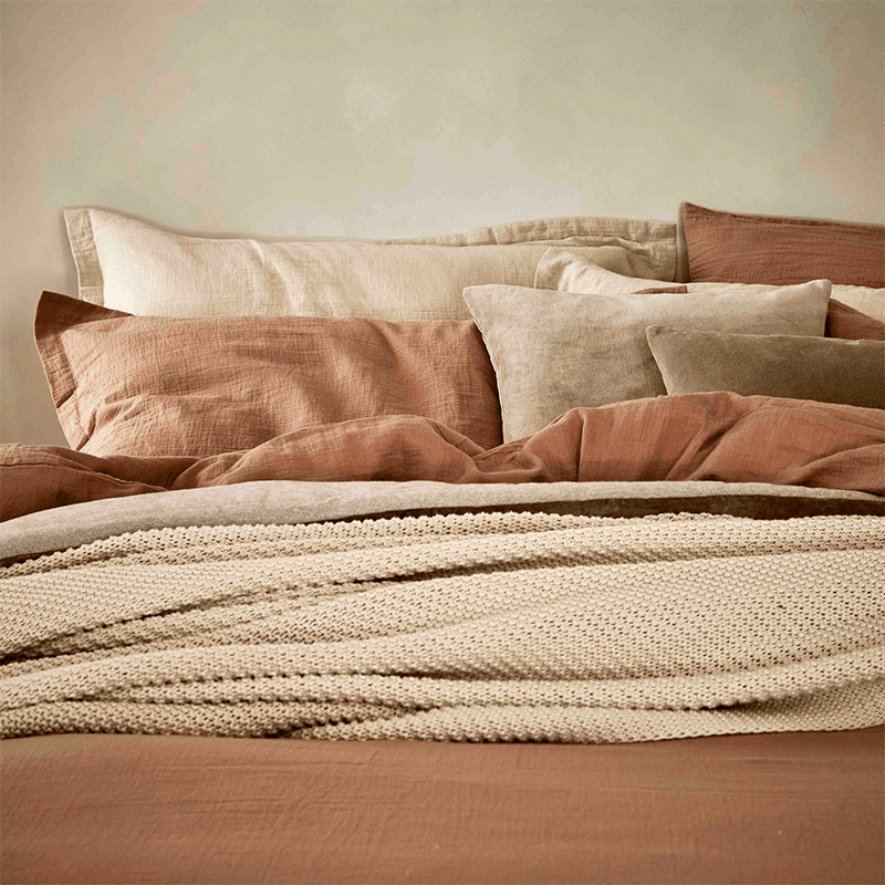 Organic Retreat Fitted Sheet, King, Clay