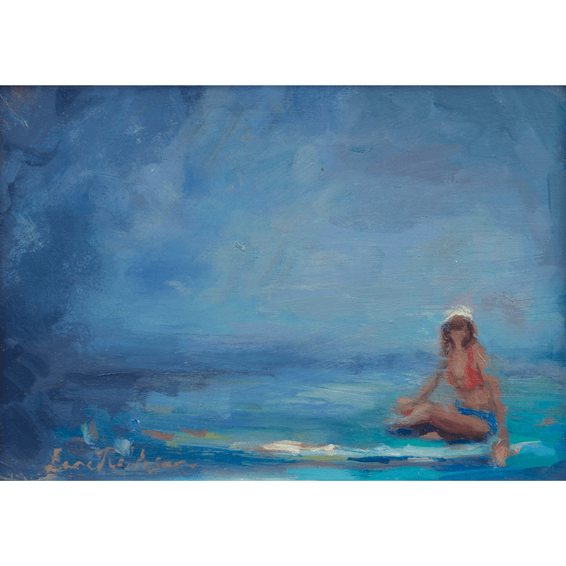 Sufer Framed Oil Painting on Board, 23 x 28cm, Multi