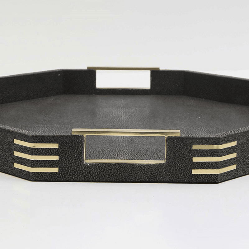 Holmes Octagonal Tray, Seal Brown Shagreen