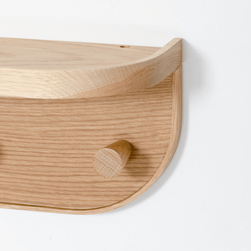 Nook Five Hook Shelf, H19 x W71cm, Oak