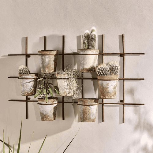 Image showing the Abari Wall Hung Planter, 50 x 89 x 14 cm, Aged Zinc/Brown product.