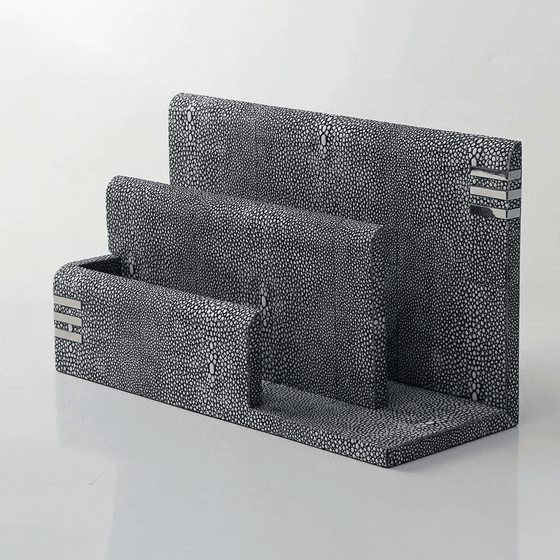 Chandler Letter Rack, 26 x 10 x 15cm, Charcoal Shagreen