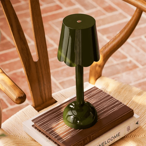 Image showing the Rechargeable Scallop Wireless LED Lamp, 28cm, Khaki product.