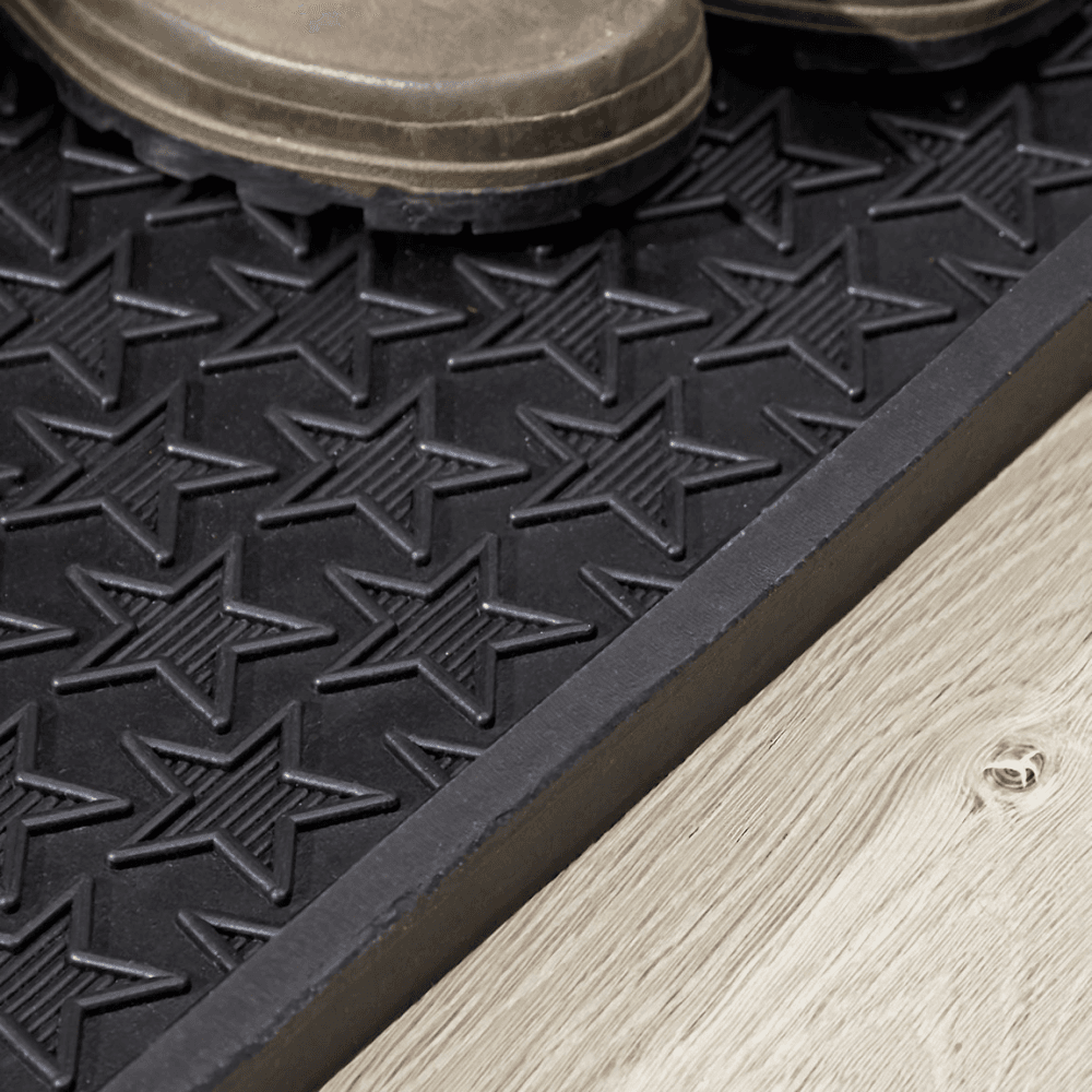 Star Print Rubber Boot Tray, Black