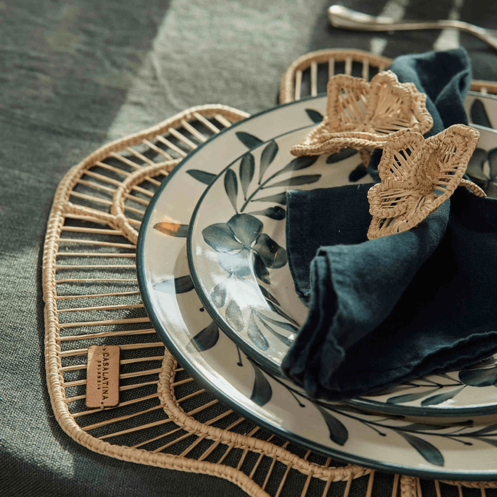 Helecho Dinner Plate, Teal