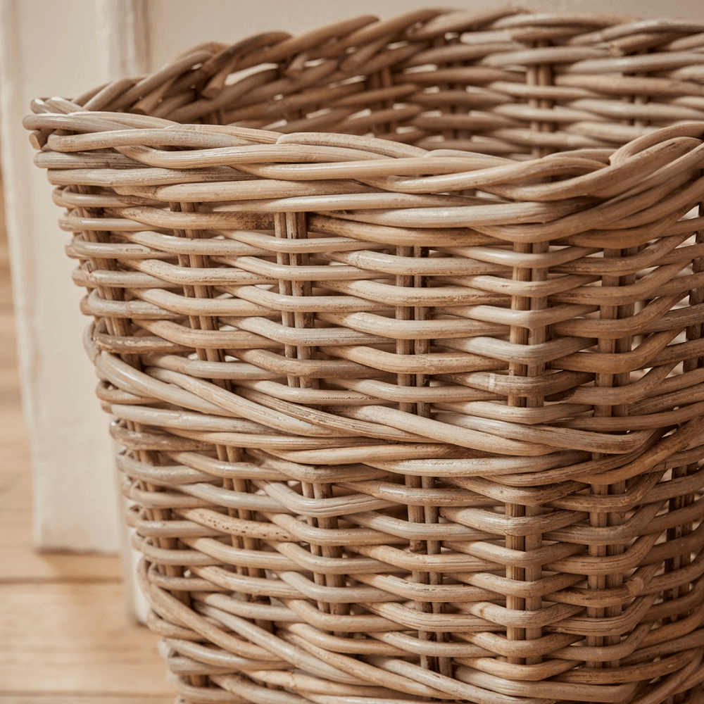 Rattan Square Waste Paper Basket, Natural