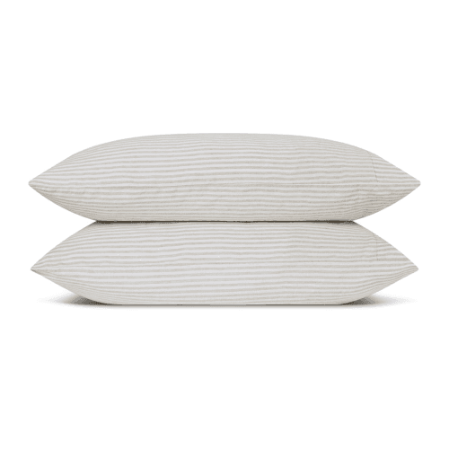 Image showing the Stripe Linen Blend Pair of Pillowcases, Standard, Oatmeal product.