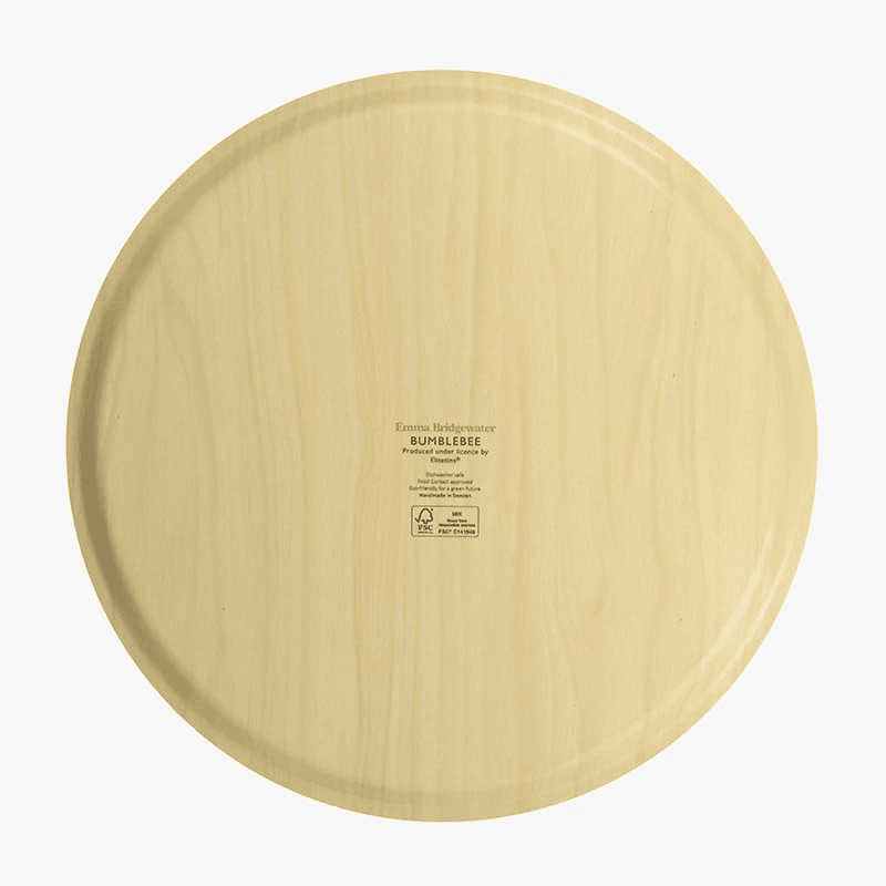 Bees Round Birch Tray, Yellow
