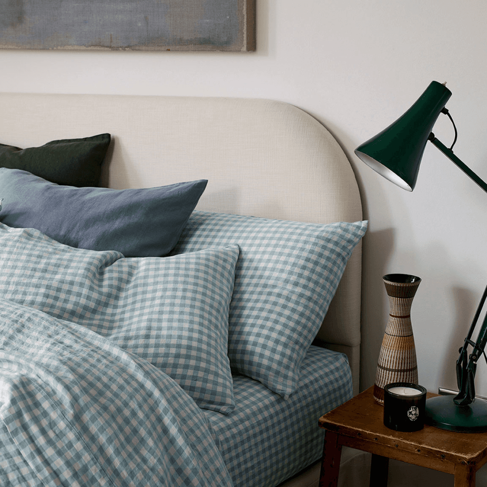 Gingham Linen Blend Pair of Pillowcases