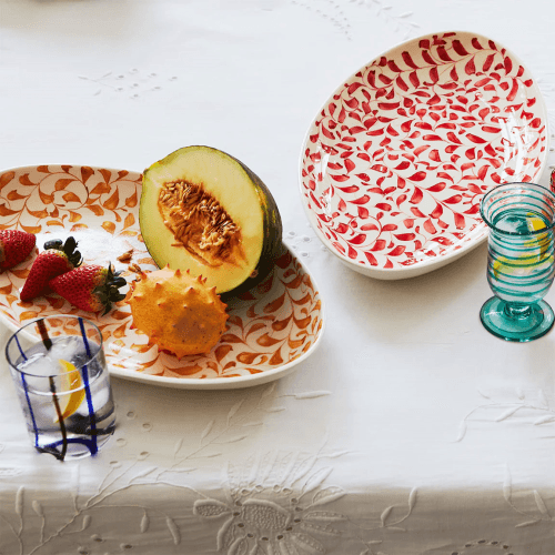 Image showing the Scroll Oval Platter, Red product.
