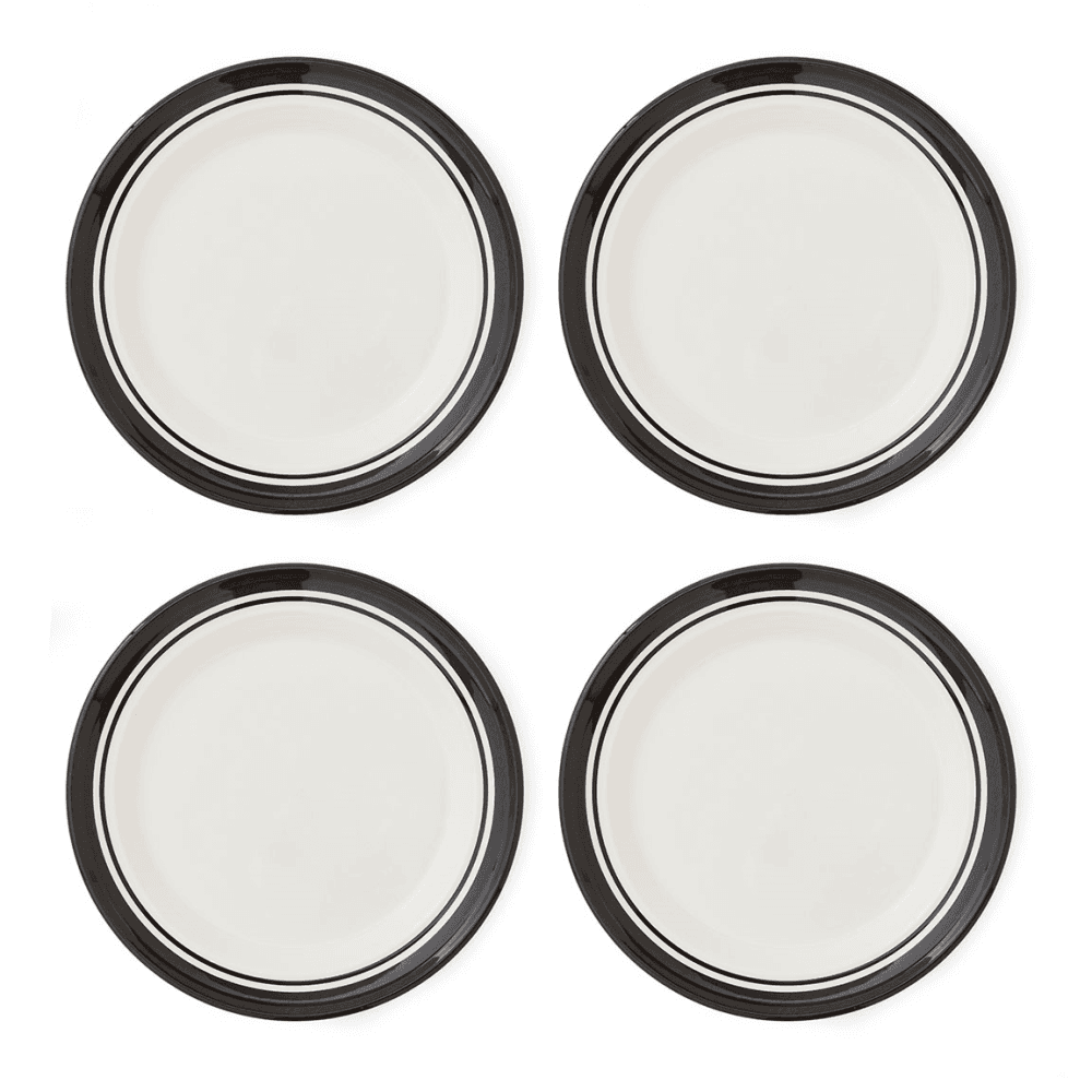 Potters Stripe Set of 4 Dinner Plates, Black